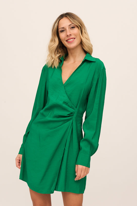Vestido Corto Verde Cruzado Lateral